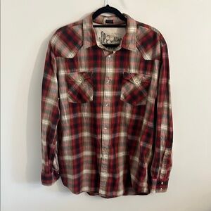 Bullhead Western Red Plaid Button Down Shirt
